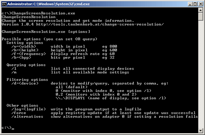 ChangeScreenResolution.exe Screenshot